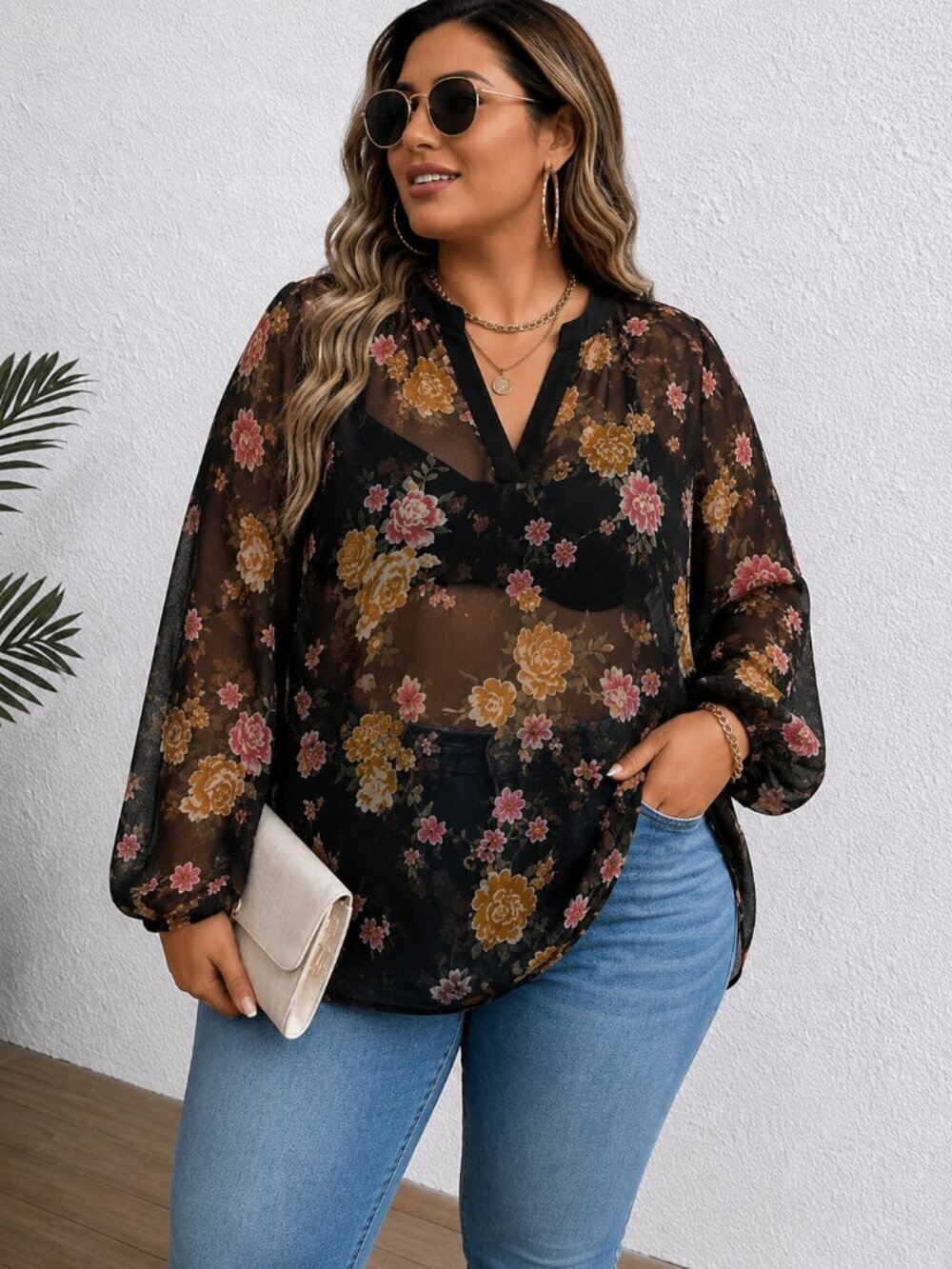 George Sheer Floral Blouse
